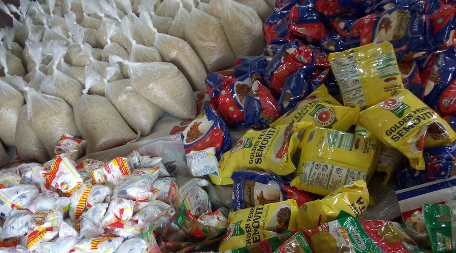 Some of the donated food items for the programme